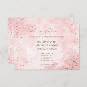 Imitate Gold Glitzer & Pink Moderne Empfang Card Begleitkarte