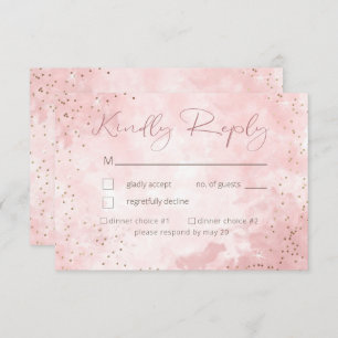 Imitate Gold Glitzer & Pink Moderne RSVP Karte