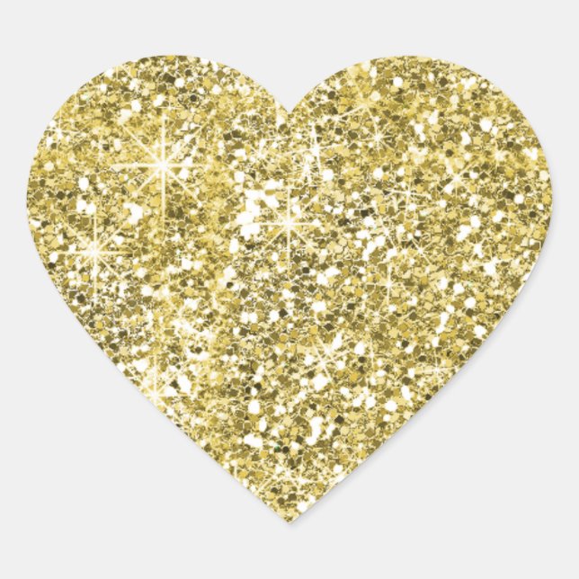 Imitate Gold Glitzer Print Trendy Heart Stickers (Vorderseite)