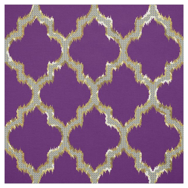 Imitate Gold Glitzer Quatrefolie Ikat Stoff (Muster)