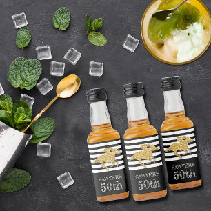 Imitate Gold Glitzer Race Horst auf schwarzen Stre Alkoholflaschenetikett