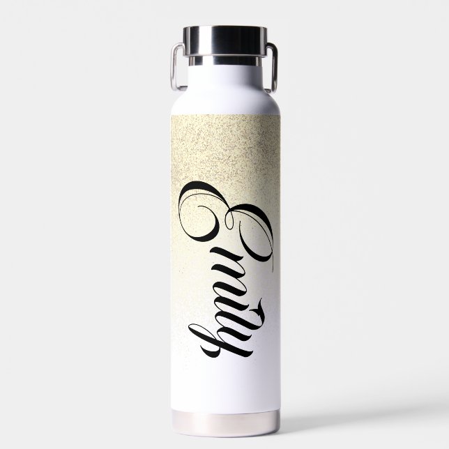 Imitate Gold Glitzer Script Monogram Water Bottle Trinkflasche (Vorne)
