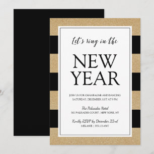 Imitate Gold Glitzer Silvester Party Einladung