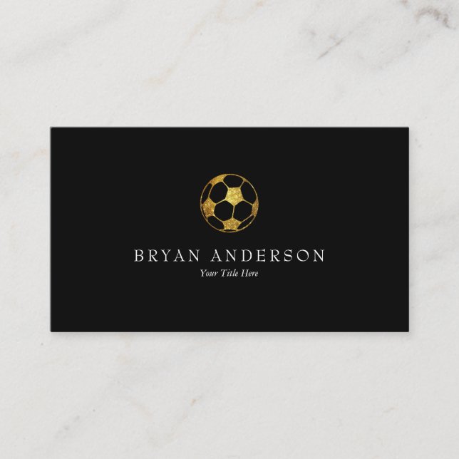 Imitate Gold Glitzer Soccer Ball Business Card Visitenkarte (Vorderseite)