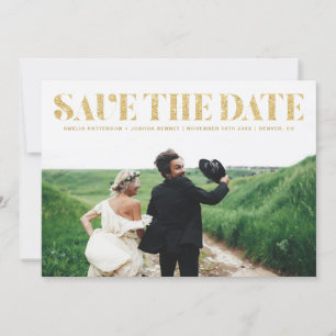 Imitate Gold Glitzer Typografie Foto Save the Date