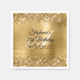 Imitate Gold Glitzer und Foil 21. Geburtstag Serviette