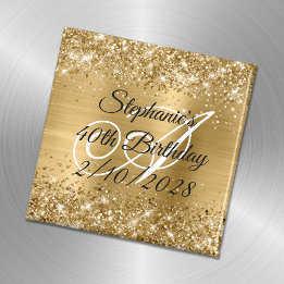 Imitate Gold Glitzer und Foil Monogram 40. Geburts Magnet