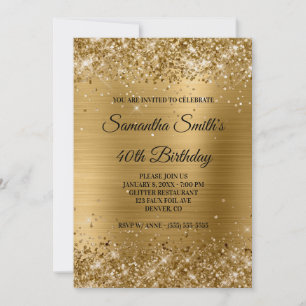 Imitate Gold Glitzer und Shiny Foil 40. Geburtstag Einladung