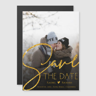 Imitate Gold Glitzer Wedding Foto Save the Date Magneteinladung