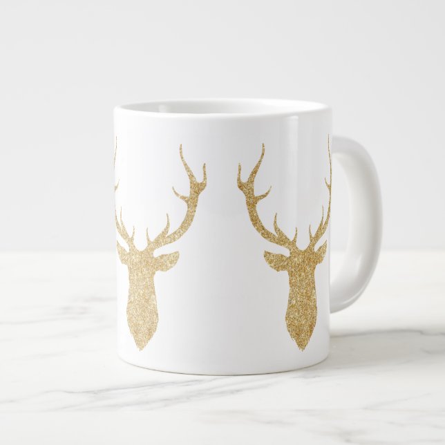 Imitate Gold Glitzer Weihnachtsbaum Jumbo-Tasse (Vorderseite Rechts)