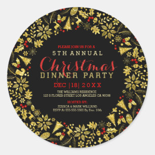 Imitate Gold Glitzer Weihnachtskranz Runder Aufkleber