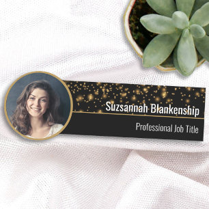 Imitate Gold Glitzern Custom Foto Beruflich Namensschild