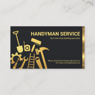 Imitate Gold Handyman Tools Zuhause Reparaturen Visitenkarte