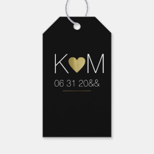 Imitate Gold Heart mit einigen Initialen, schwarz Geschenkanhänger