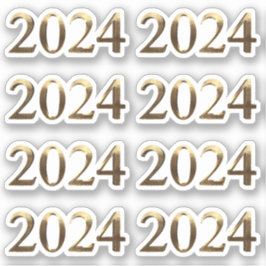 Imitate Gold Jahr Zahl Glücklich Neujahr 2024 Aufkleber