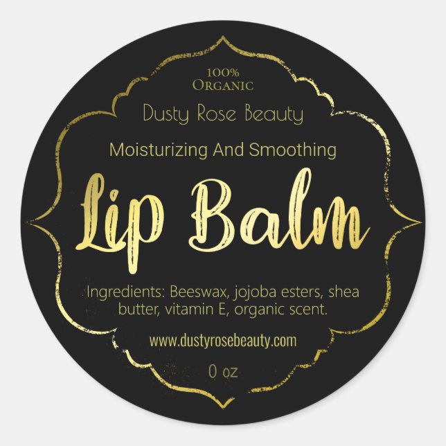 Imitate Gold Lip Balm Label Handmade Business Runder Aufkleber (Vorderseite)