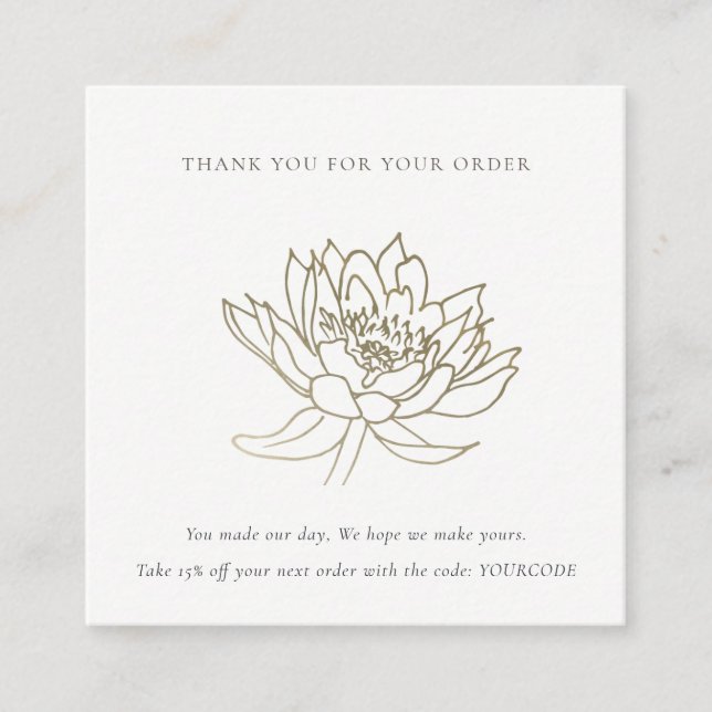 IMITATE GOLD LOTUS FLORAL LOGO SHOPPPING DANKEN QUADRATISCHE VISITENKARTE (Vorderseite)