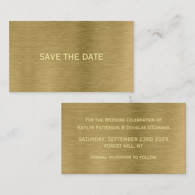 Imitate Gold Metal Textur Save the Date Karte (Vorne/Hinten)