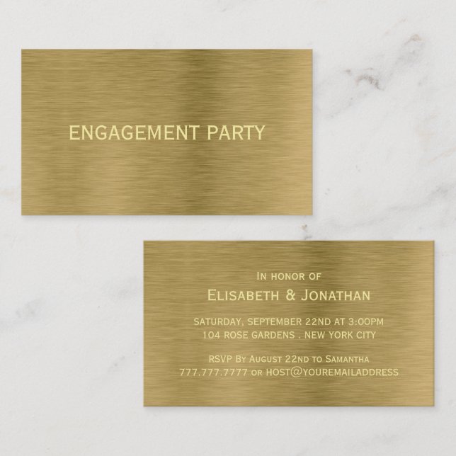 Imitate Gold Metal Texture Engagement Party Ticket (Vorne/Hinten)