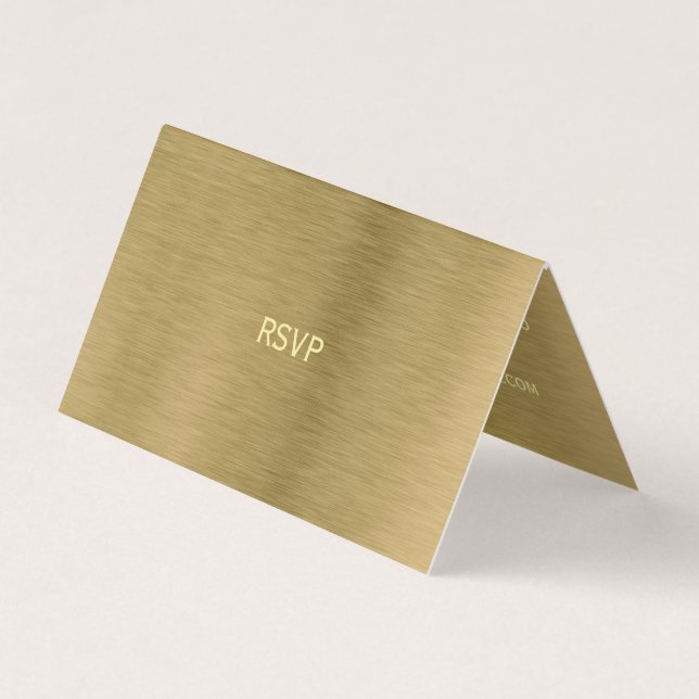 Imitate Gold Metal Texture Foto RSVP Card Visitenkarten (Vorderseite)