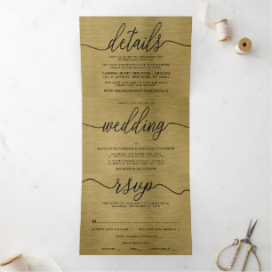 Imitate Gold Metal Texture Wedding Suite Dreifach Gefaltete Einladung