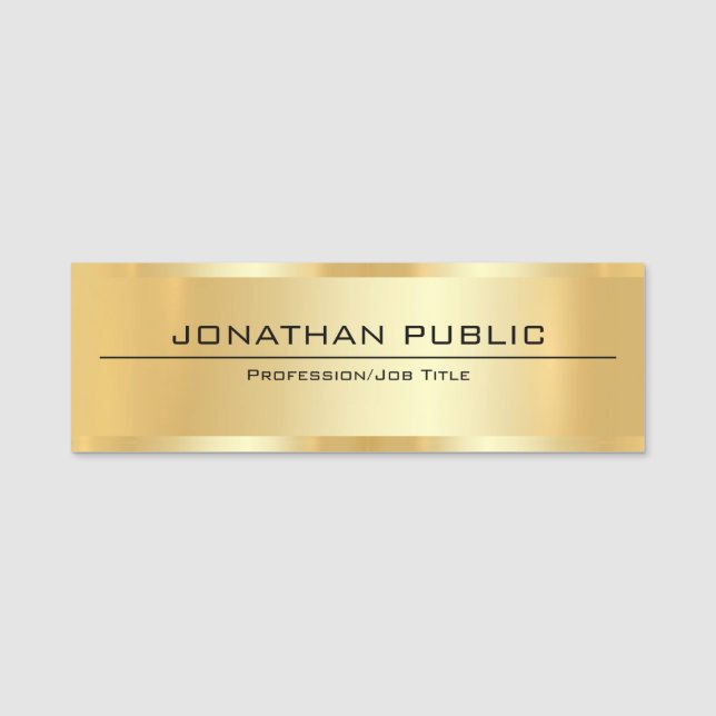 Imitate Gold Metallic Look Moderne Elegant Einfach Namensschild (Vorderseite)