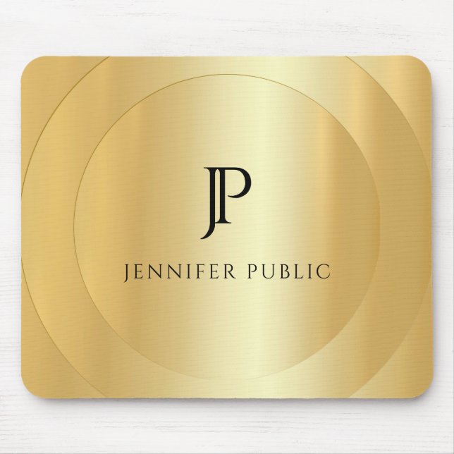 Imitate Gold Metallic Look Monogram Elegant Templa Mousepad (Vorne)