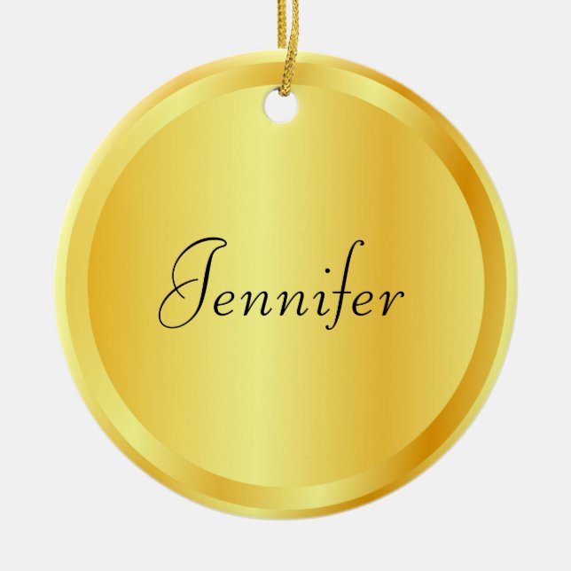 Imitate Gold Metallic Look Personalisierte Vorlage Keramik Ornament (Vorne)
