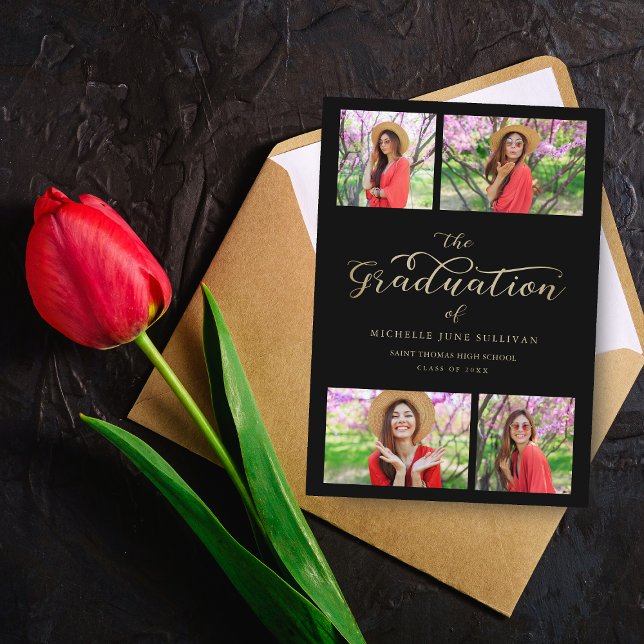 Imitate Gold Minimalistisch Collage Abschluss 4 Fo (Von Creator hochgeladen)