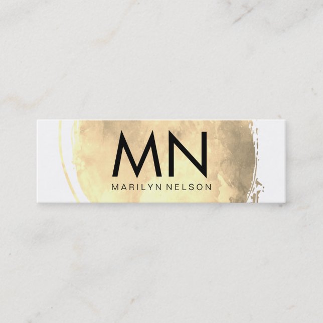 Imitate Gold mit Chic Monogram gespürt Mini Visitenkarte (Vorderseite)