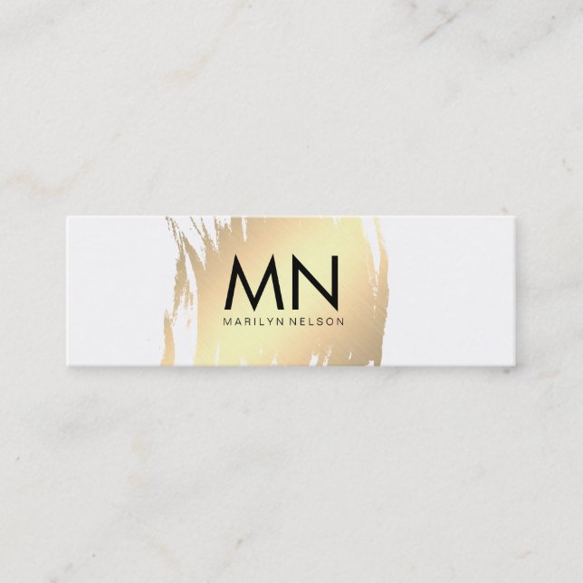 Imitate Gold mit Chic Monogram gespürt Mini Visitenkarte (Vorderseite)
