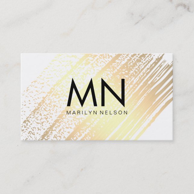 Imitate Gold mit Chic Monogram gespürt Visitenkarte (Vorderseite)