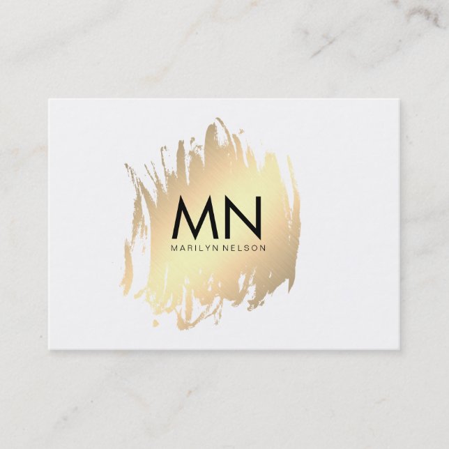 Imitate Gold mit Chic Monogram gespürt Visitenkarte (Vorderseite)