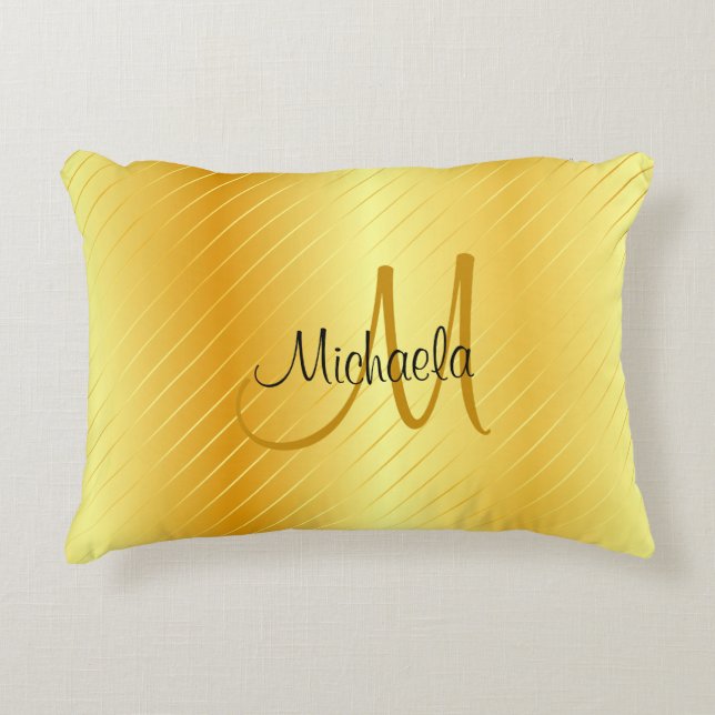 Imitate Gold Mit Monogramm Elegante Moderne Vorlag Dekokissen (Vorderseite)