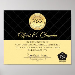 Imitate Gold Mitarbeiter des Jahres Prämienzertifi Poster