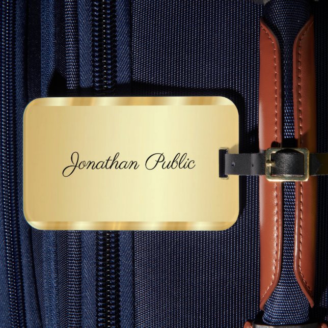 Imitate Gold Modern Template Typografie Name Gepäckanhänger (Vorderseite Insitu 4)