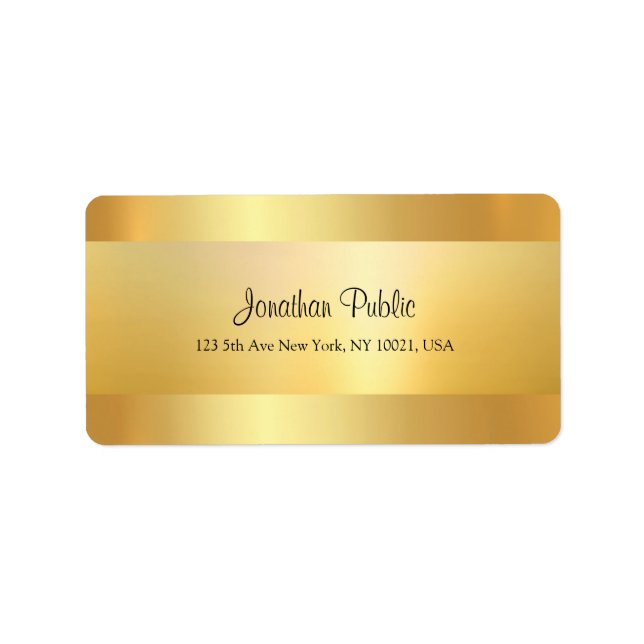 Imitate Gold Moderne Coole Skriptvorlage Top-Adres Adressaufkleber (Vorne)