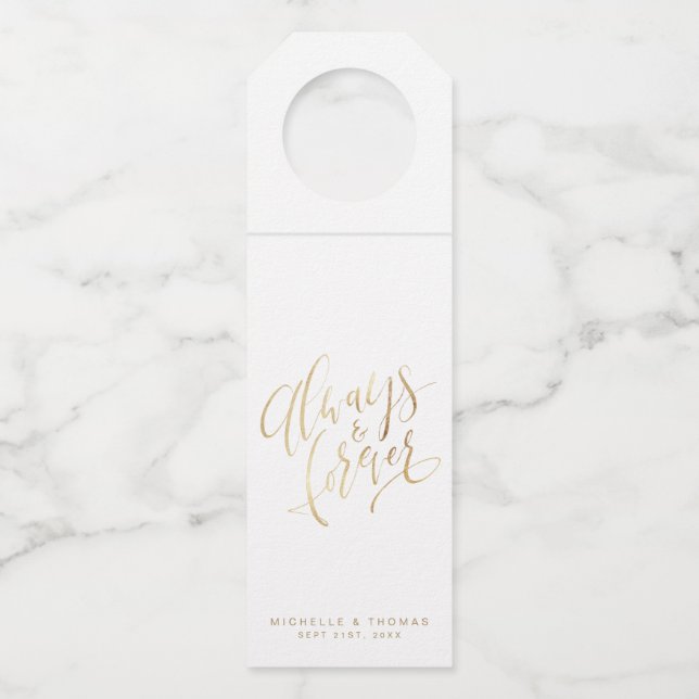 Imitate Gold Moderne, einfach, immer und für immer Flaschenanhänger (Vorderseite)