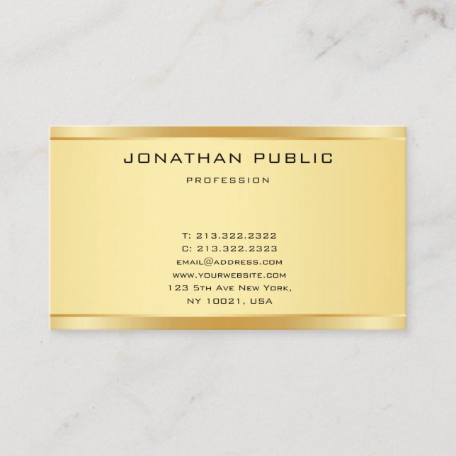 Imitate Gold Moderne, einfache Elegante Vorlage St Visitenkarte (Vorderseite)