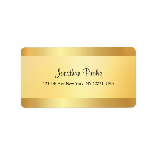Imitate Gold Moderne handgeschriebene Skriptvorlag Adressaufkleber (Vorne)