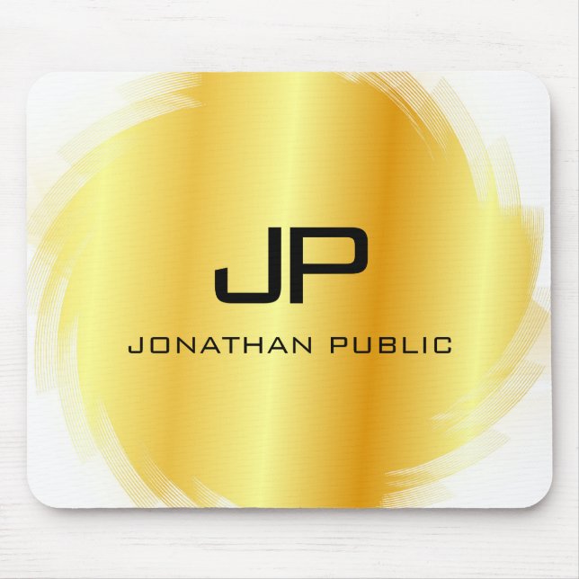 Imitate Gold Moderne Mit Monogramm Elegante Vorlag Mousepad (Vorne)