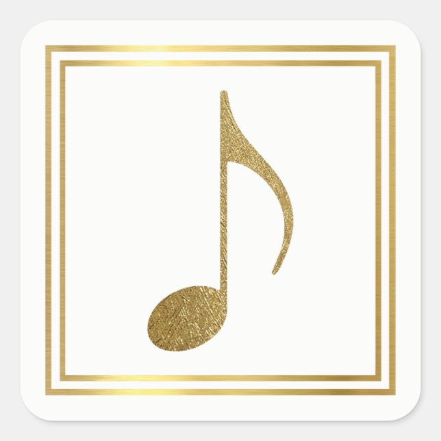 Imitate Gold Musiknote elegant Quadratischer Aufkleber (Vorderseite)