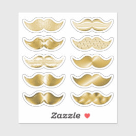Imitate Gold Mustaches Mustache Set von 10 Sticker
