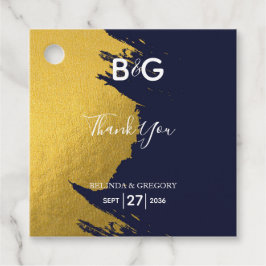 Imitate Gold Navy Blue Monogram Wedding Geschenk Geschenkanhänger