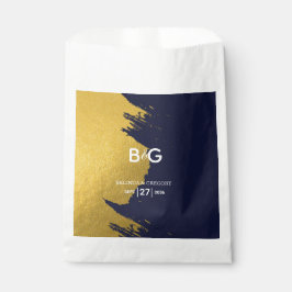 Imitate Gold Navy Blue Monogram Wedding Geschenktütchen