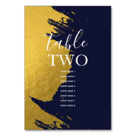 Imitate Gold Navy Blue Wedding Guest Names Tischnummer