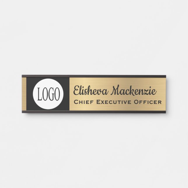 Imitate Gold Office Türsignaturen Schwarzes Logo Türschild (Vorderseite )