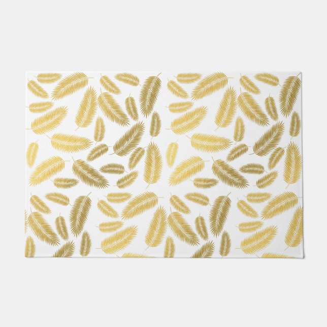 Imitate Gold Palm Blätter Muster Fußmatte (Vorderseite)