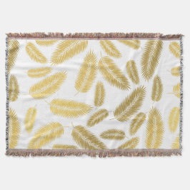 Imitate Gold Palm Blätter Muster Sherpa Blanket Decke