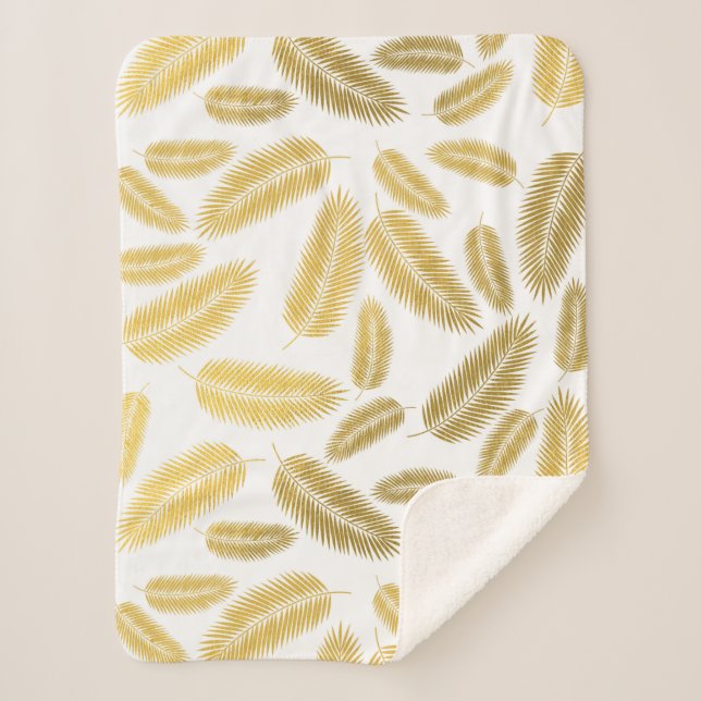 Imitate Gold Palm Blätter Muster Sherpadecke (Vorderseite)